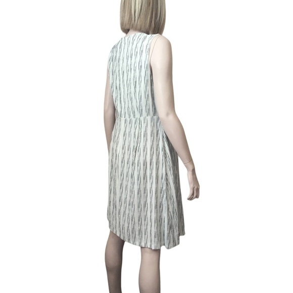 Calvin KLEIN Dress Rayon Blend Stripe Draped Pleated Ruffle Flounce Versatile - Picture 8 of 16